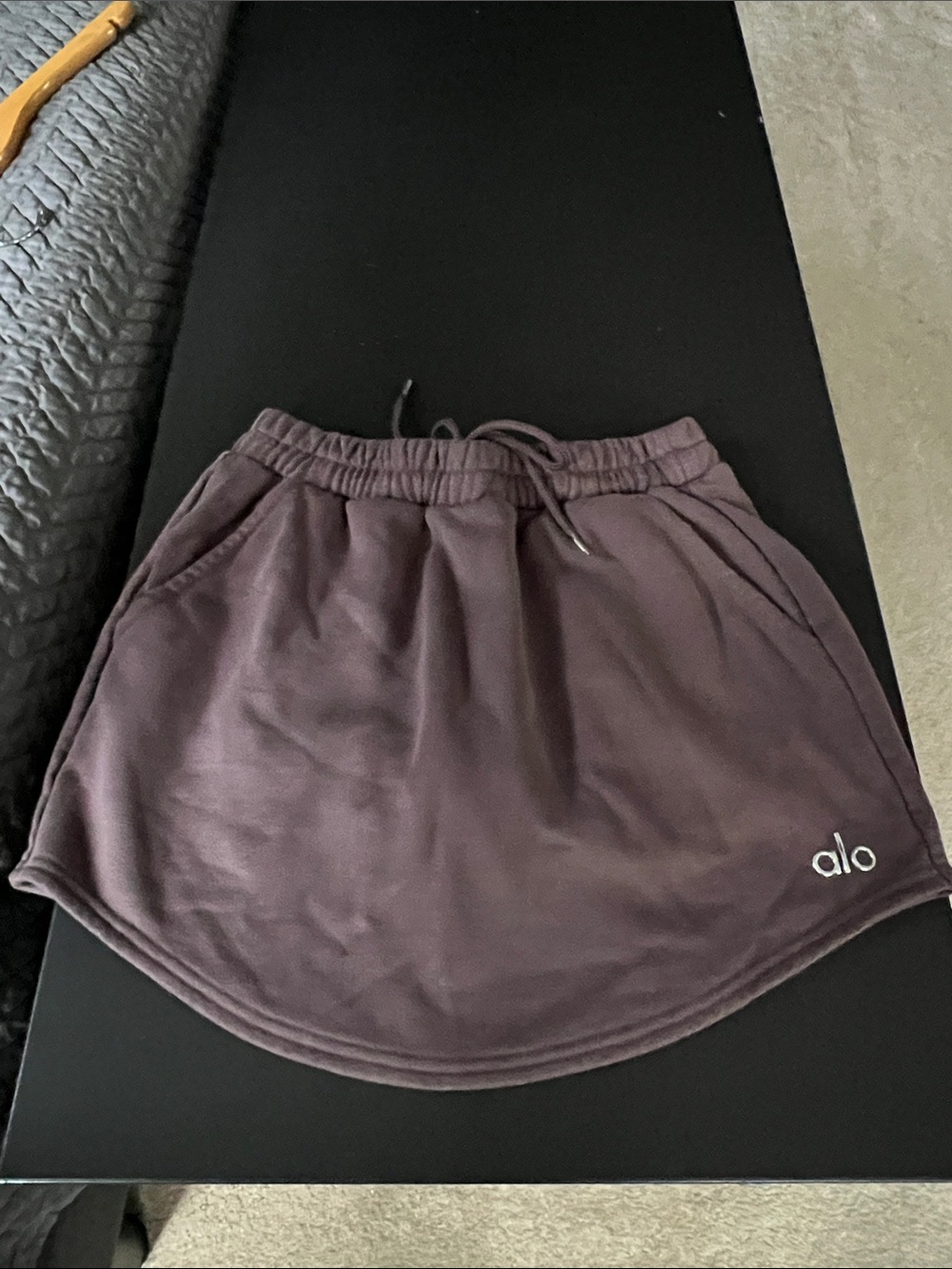 ALO Yoga Plum Drawstring Mini Skirt